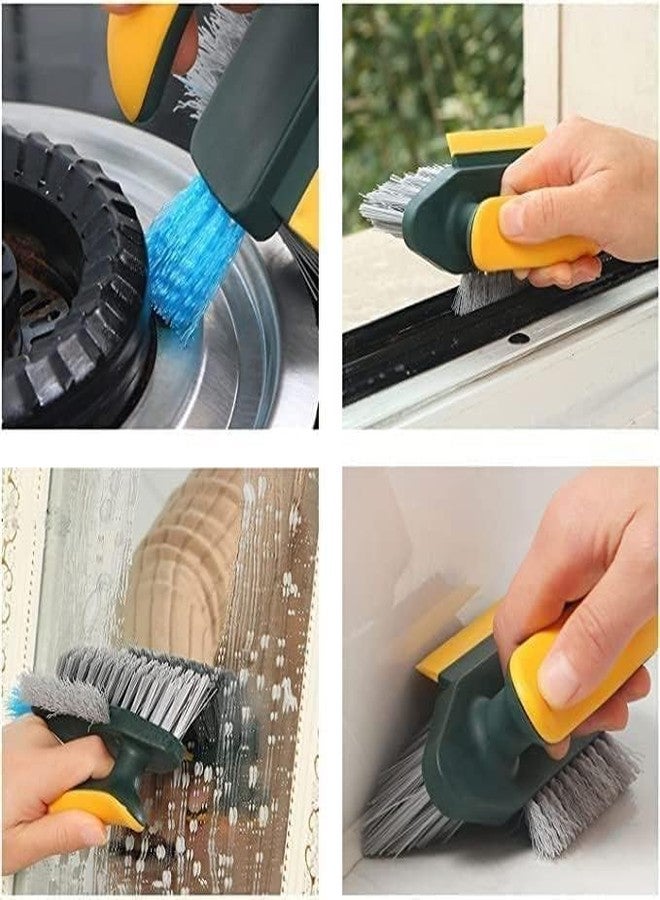 LISHER 4 in 1 Tile Cleaner Brush with Squeegee,Bathroom Cleaning Brushes,V-Shape Gap Scrub Brush Crevice Cleaning Brush Tools, Multifunctional scrubbing Floor Brush for Corner,Window,Sink,Kitchen - Image 2